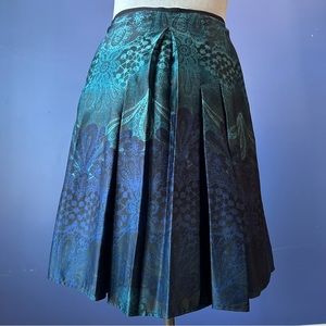 Axcess Blue Green Shiny Skirt Liz Claiborne 10 M/L Knee Length Paisley